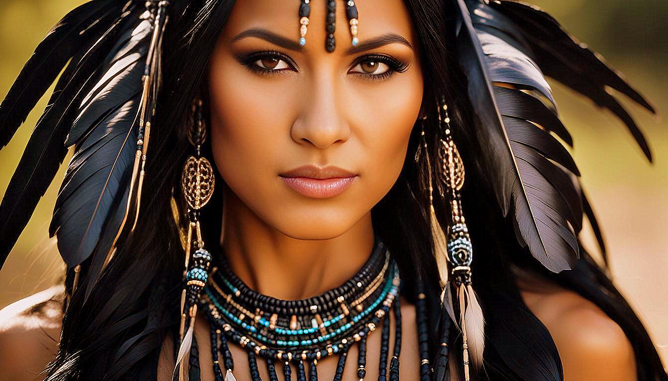 Cultural Grace: The Timeless Beauty of an American Indian Woman