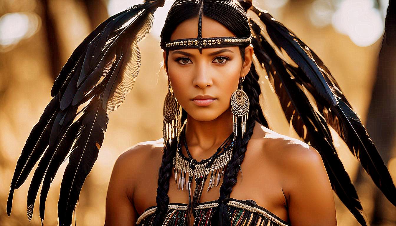 Cultural Grace: The Timeless Beauty of an American Indian Woman