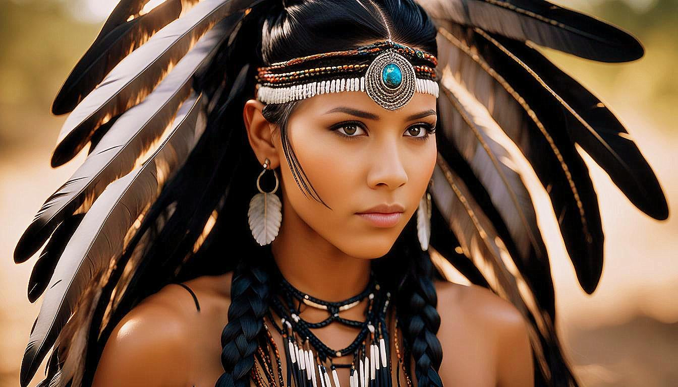 Cultural Grace: The Timeless Beauty of an American Indian Woman