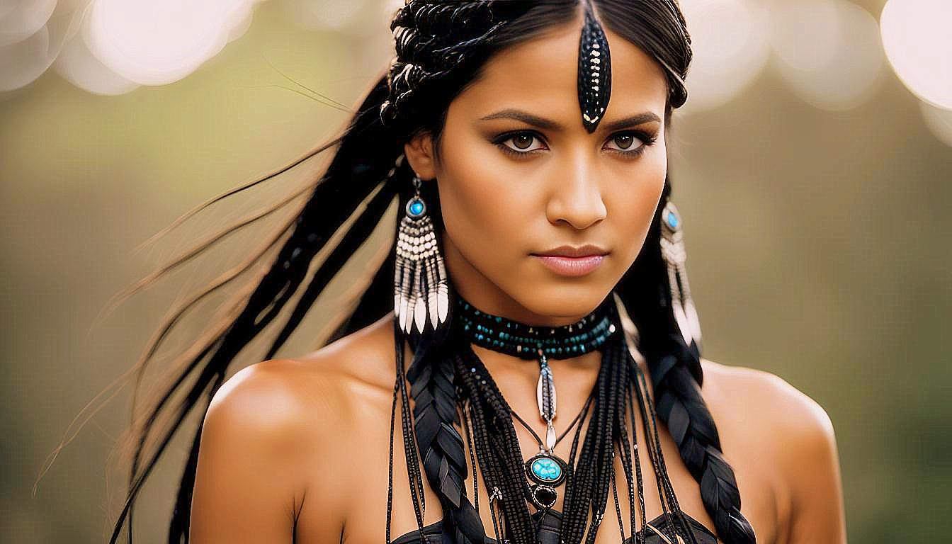 Cultural Grace: The Timeless Beauty of an American Indian Woman