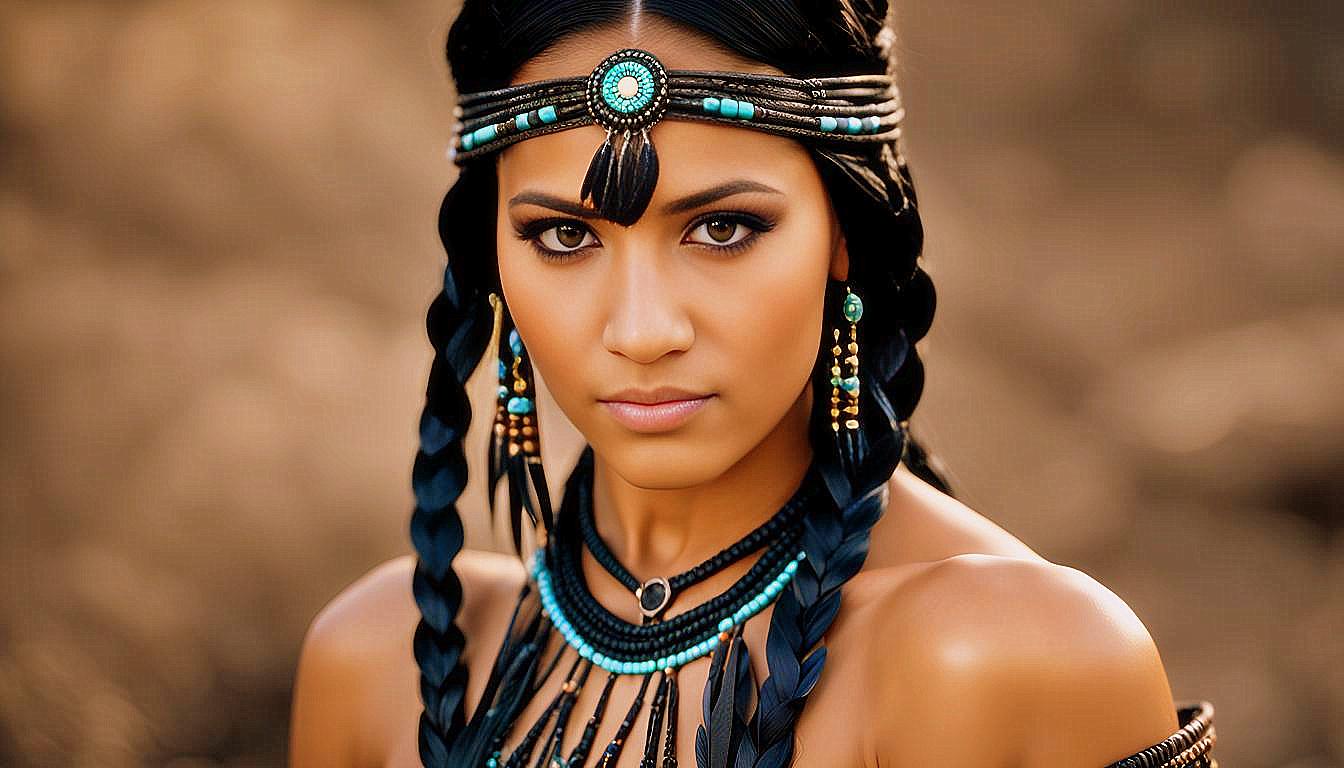 Cultural Grace: The Timeless Beauty of an American Indian Woman