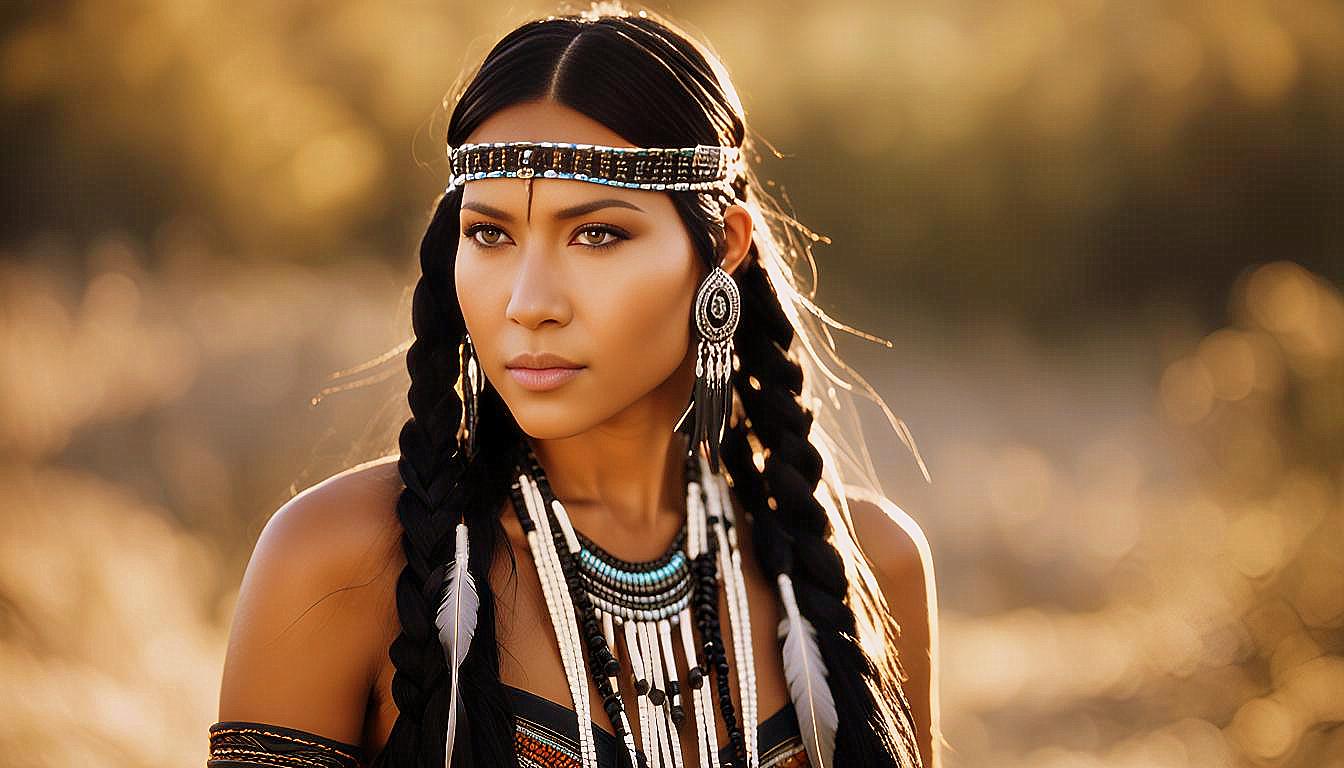 Cultural Grace: The Timeless Beauty of an American Indian Woman