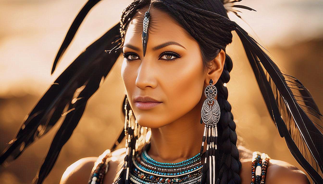 Cultural Grace: The Timeless Beauty of an American Indian Woman