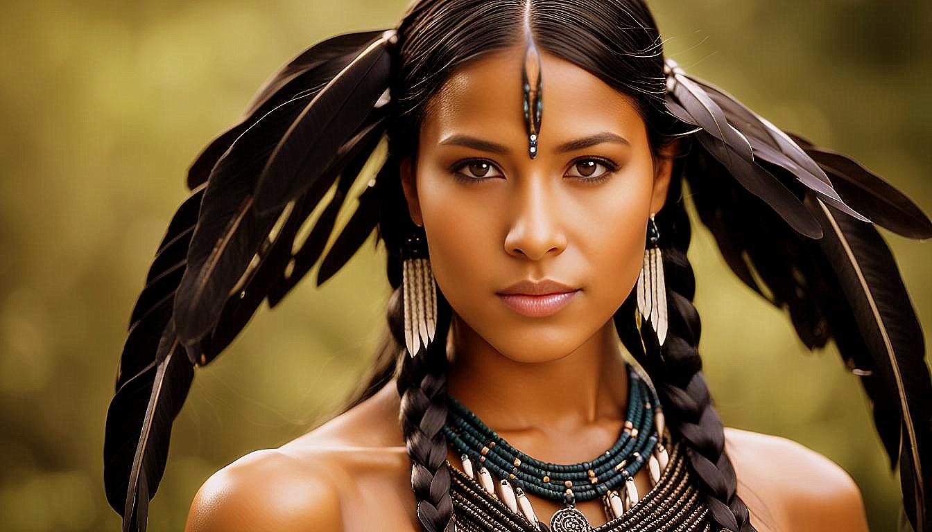 Cultural Grace: The Timeless Beauty of an American Indian Woman