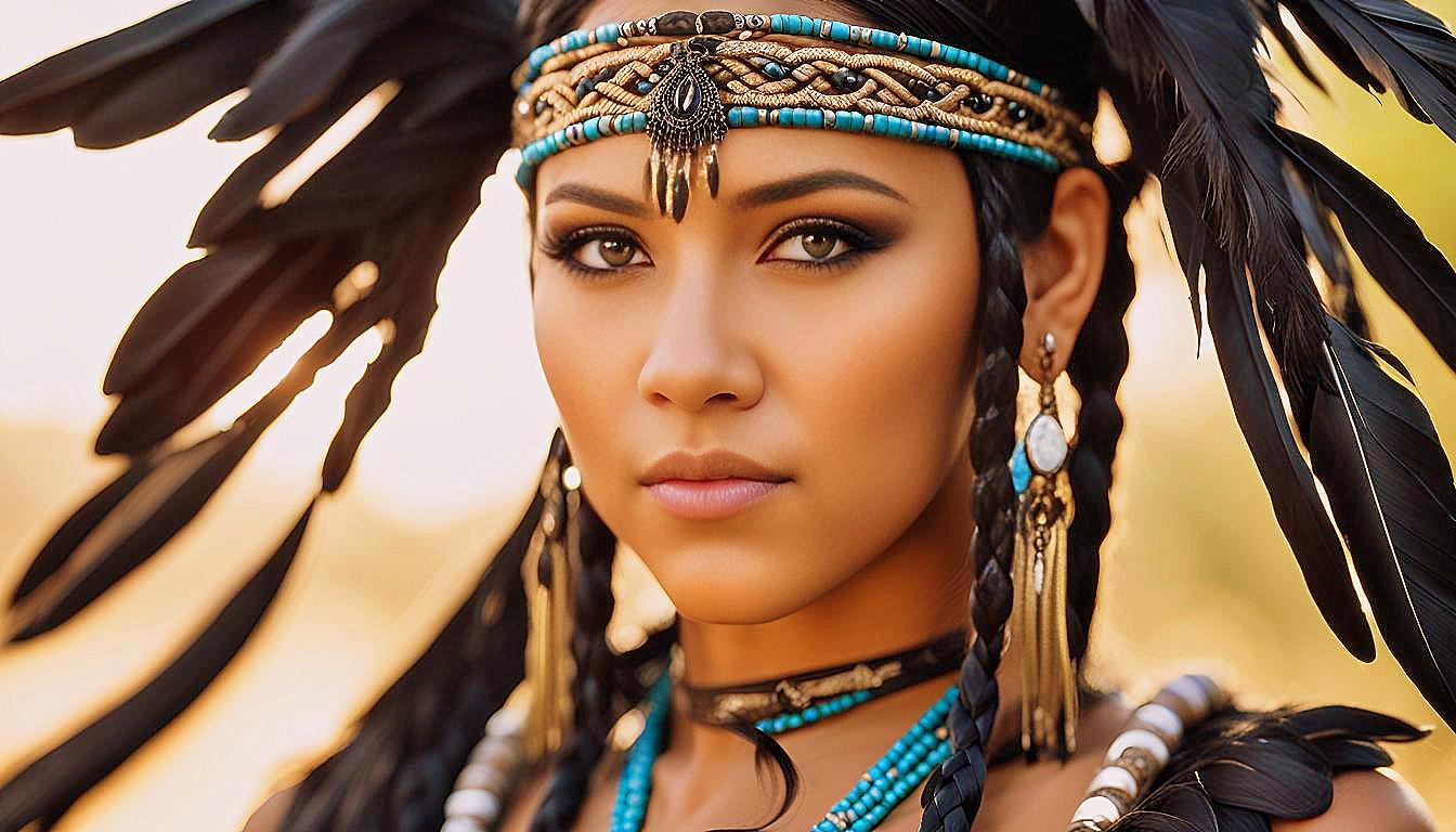 Cultural Grace: The Timeless Beauty of an American Indian Woman