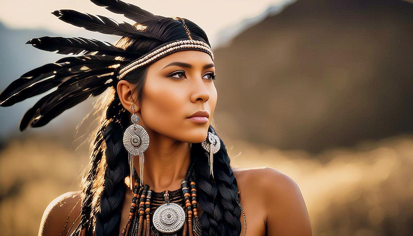 Cultural Grace: The Timeless Beauty of an American Indian Woman