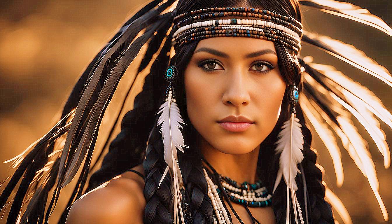 Cultural Grace: The Timeless Beauty of an American Indian Woman