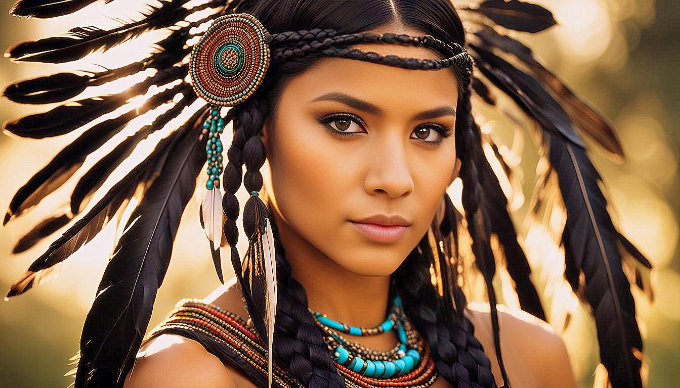 Cultural Grace: The Timeless Beauty of an American Indian Woman