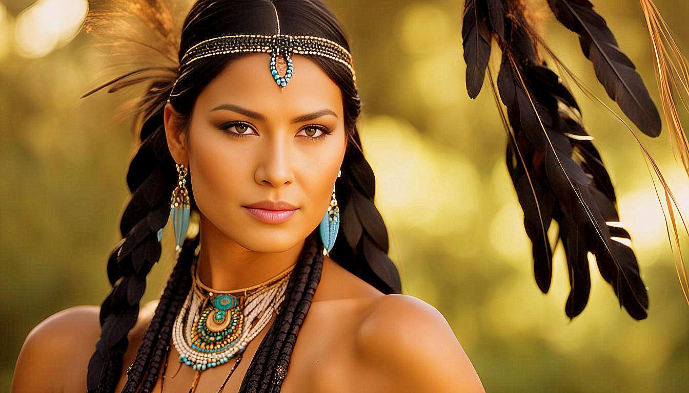 Cultural Grace: The Timeless Beauty of an American Indian Woman