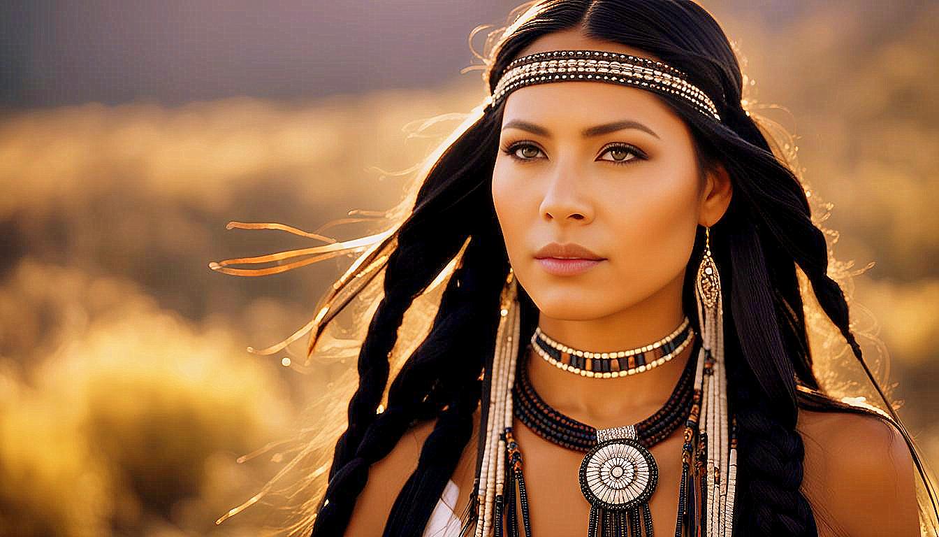 Cultural Grace: The Timeless Beauty of an American Indian Woman