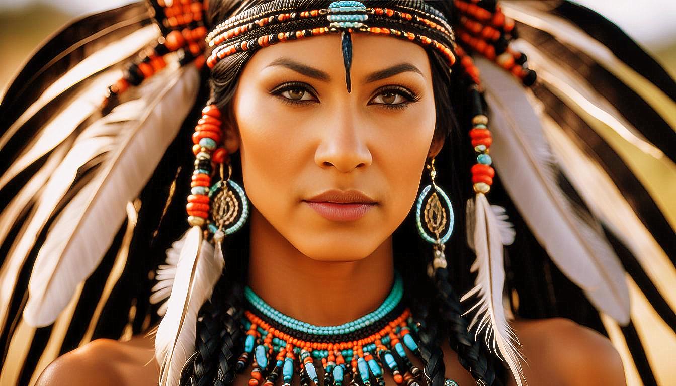 Cultural Grace: The Timeless Beauty of an American Indian Woman