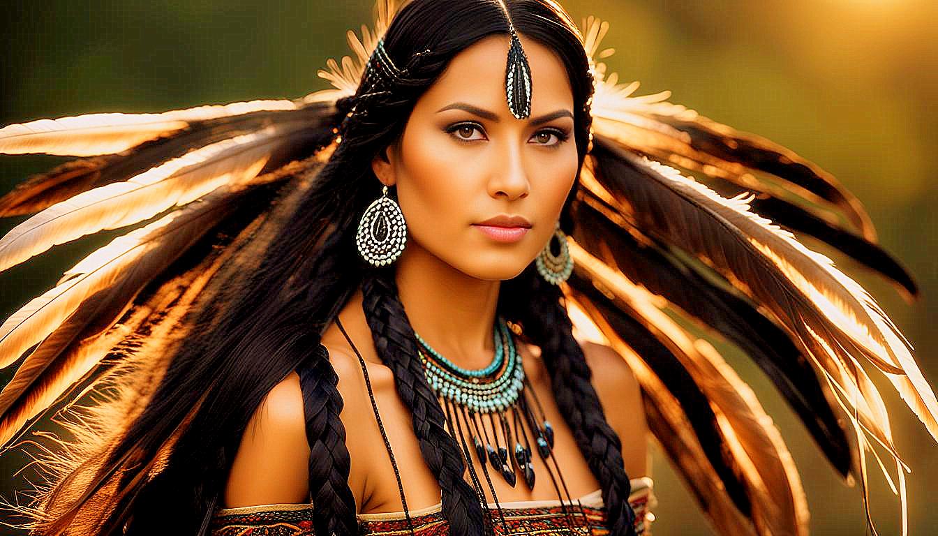 Cultural Grace: The Timeless Beauty of an American Indian Woman