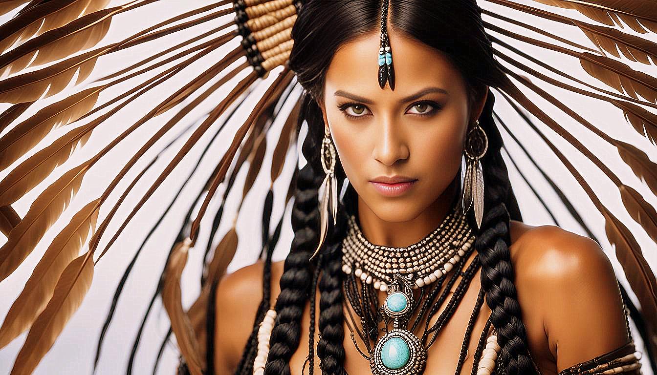 Cultural Grace: The Timeless Beauty of an American Indian Woman