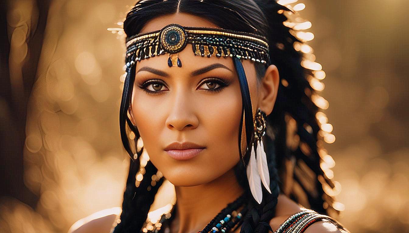 Cultural Grace: The Timeless Beauty of an American Indian Woman