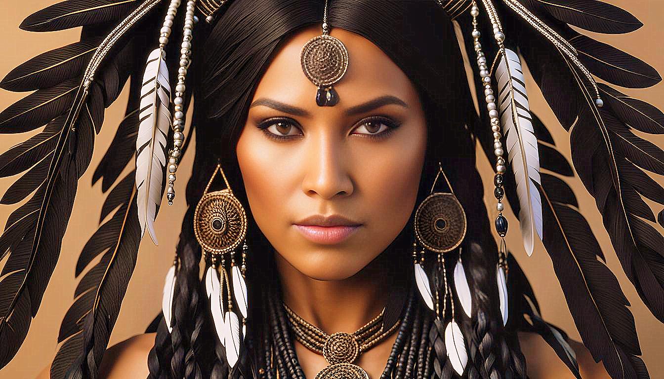 Cultural Grace: The Timeless Beauty of an American Indian Woman